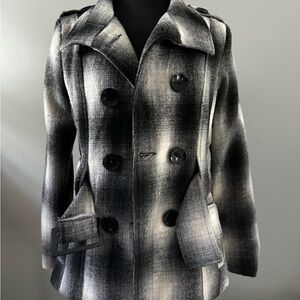 Last Kiss Black and White Peacoat